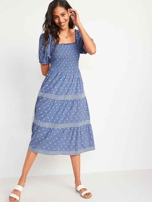 chambray midi dress with sleeves