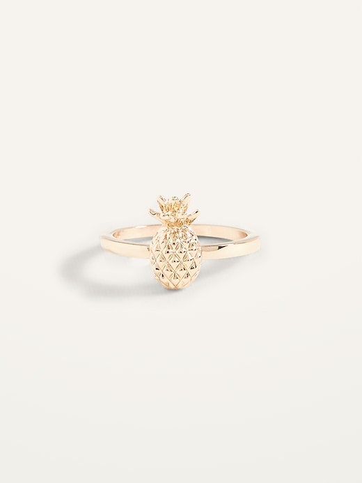 Old Navy Gold-Toned Pineapple Cocktail Ring for Women. 1