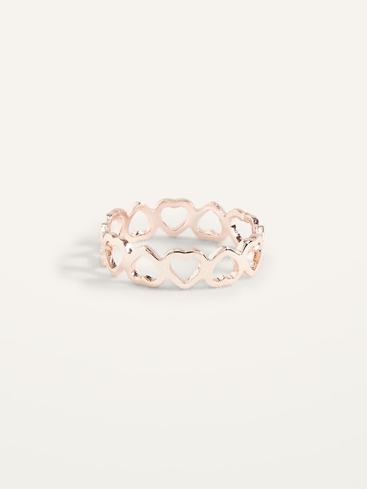 5) Lovisa Rose Gold Band Stackable Rings - Size M/L