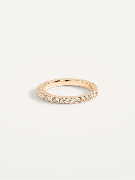 View large product image 1 of 1. Gold-Toned Crystal-Studded Ring For Women