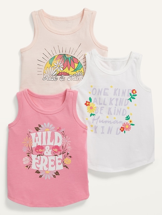View large product image 1 of 2. Unisex 3-Pack Graphic Tank Top for Toddler