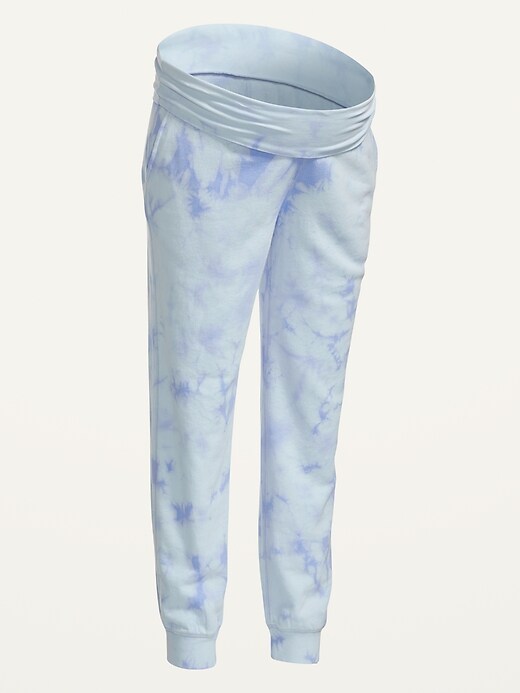 Image number 4 showing, Maternity Rollover-Waist Tie-Dye Jogger Sweatpants