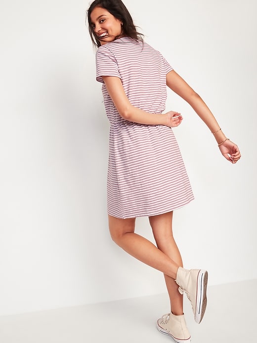 Image number 2 showing, Waist-Defined Striped Midi T-Shirt Dress