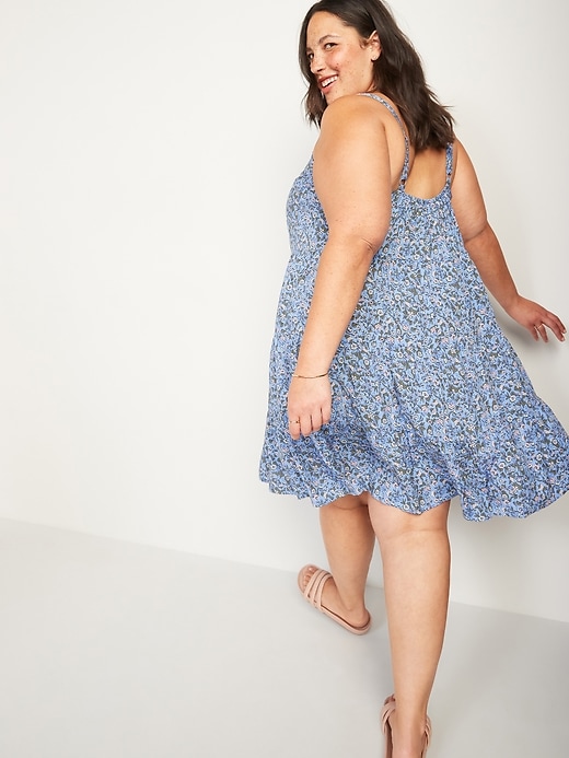 Image number 2 showing, Sleeveless Tiered Floral-Print Plus-Size Swing Dress
