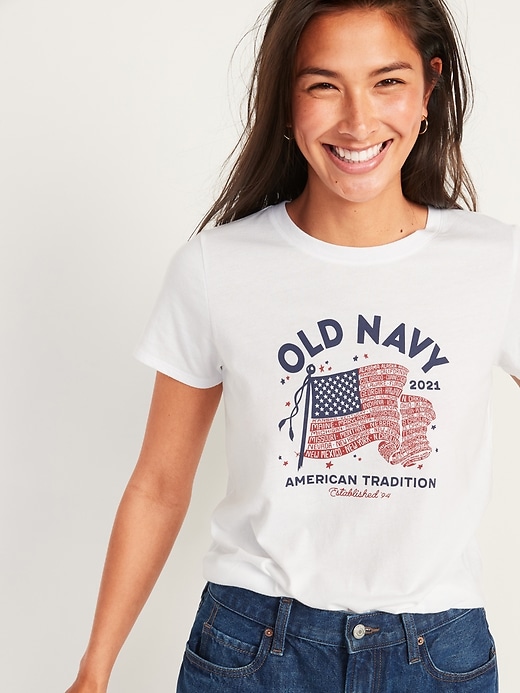 View large product image 1 of 1. 2021 U.S. Flag Graphic Tee for Women