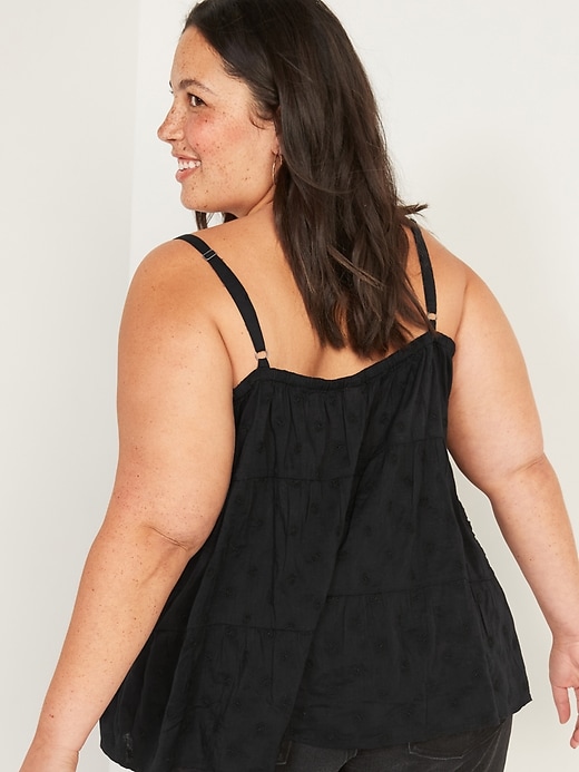 Image number 2 showing, Embroidered Tie-Front Tiered Plus-Size Sleeveless Top