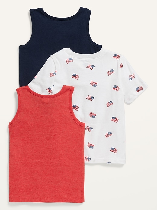 View large product image 2 of 2. Unisex Americana Tank Tops & T-Shirt 3-Pack for Toddler