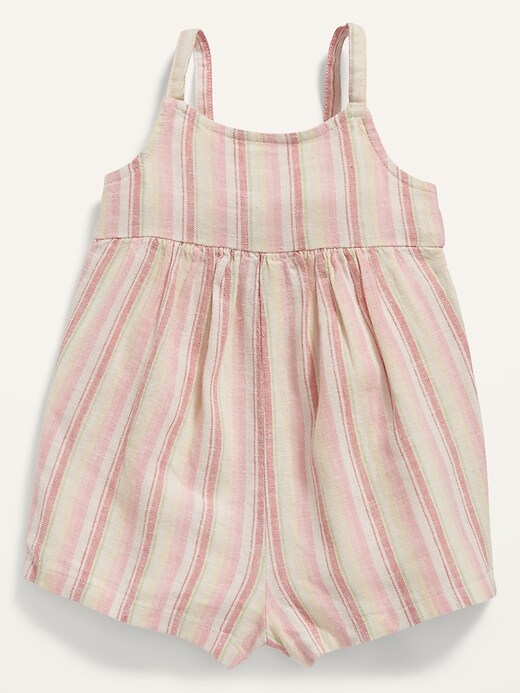 View large product image 1 of 2. Sleeveless Striped Linen-Blend One-Piece for Baby