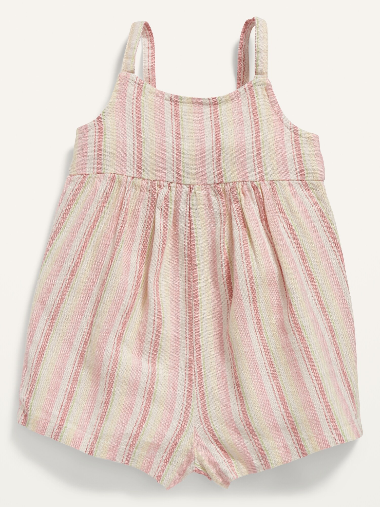 Sleeveless Striped Linen-Blend One-Piece for Baby