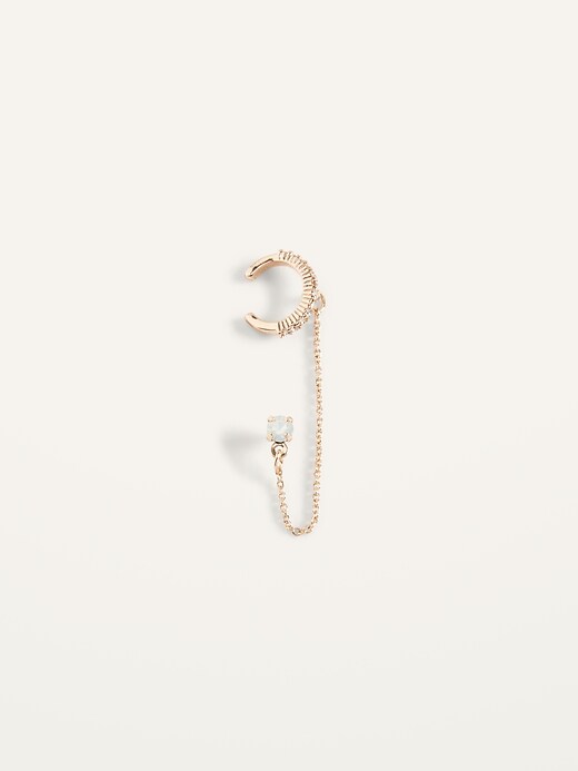 View large product image 1 of 2. Gold-Toned Opalescent Ear Cuff for Women