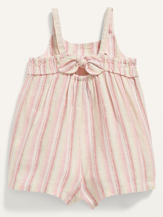 View large product image 2 of 2. Sleeveless Striped Linen-Blend One-Piece for Baby