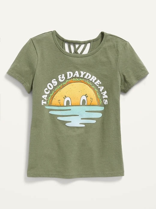 Short-Sleeve Graphic Lattice-Back T-Shirt for Girls | Old Navy
