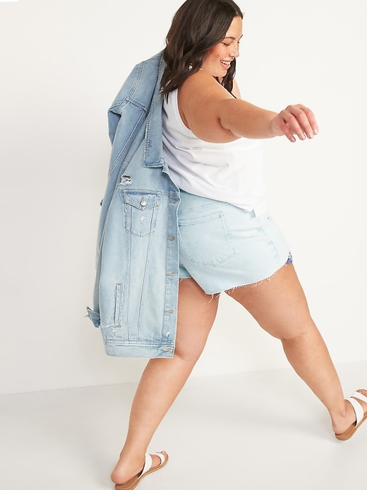 Image number 2 showing, High-Waisted Secret-Smooth Pockets O.G. Plus-Size Cut-Off Jean Shorts -- 3-inch inseam