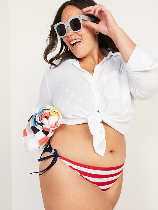 Image number 3 showing, Low-Rise Americana Plus-Size String Bikini Swim Bottoms