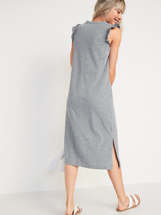 Image number 2 showing, Slub-Knit Flutter-Sleeve Midi Shift Dress for Women