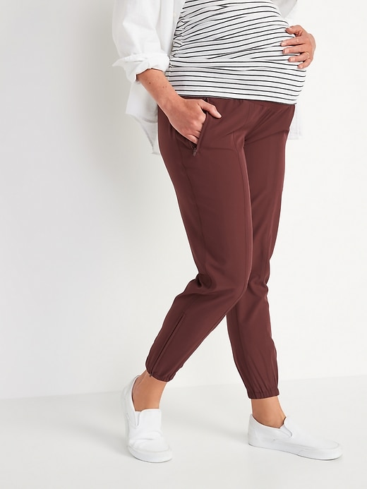 Image number 1 showing, Maternity Rollover-Waist StretchTech Jogger Pants