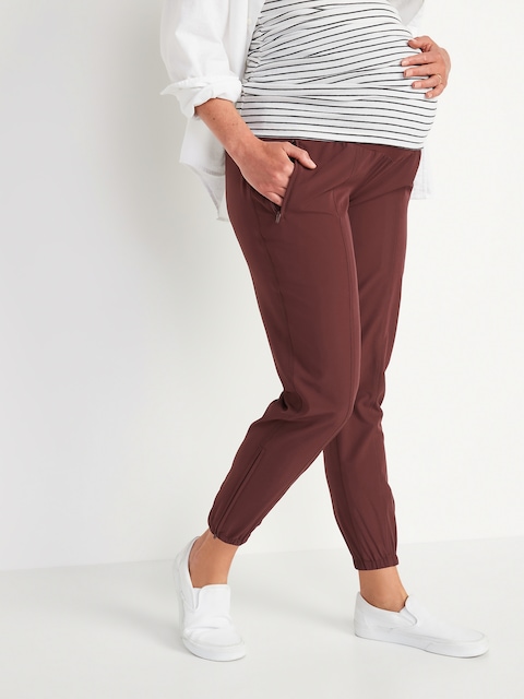 Maternity Rollover-Waist StretchTech Jogger Pants
