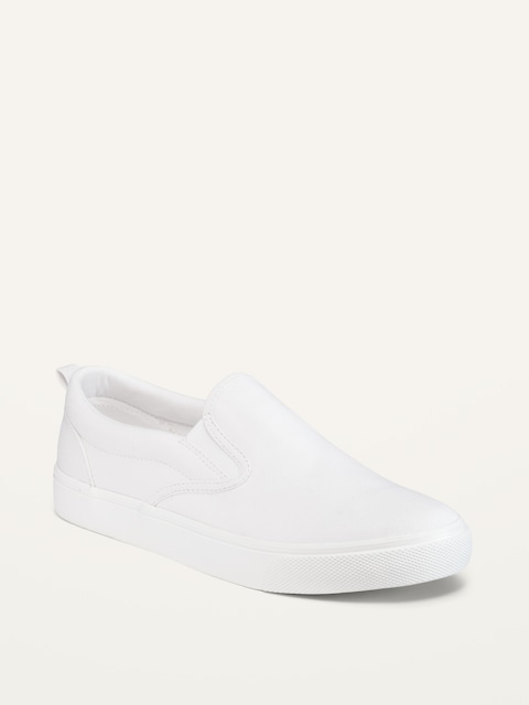 Gender-Neutral Canvas Slip-On Sneakers for Kids - White