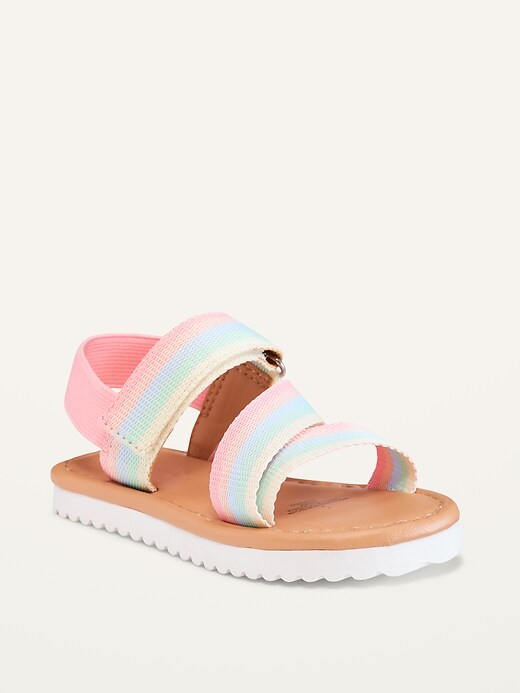 View large product image 1 of 4. Rainbow-Strap Platform Sandals for Toddler Girls
