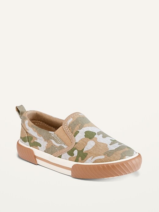 View large product image 1 of 4. Unisex Camo-Print Canvas Slip-Ons for Toddler
