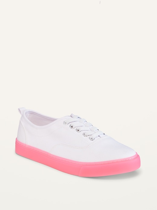 View large product image 1 of 3. Twill Lace-Up Sneakers for Girls