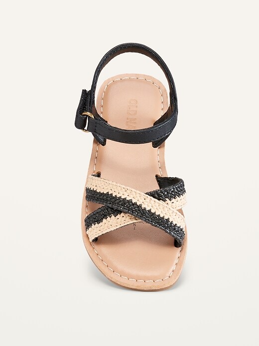 View large product image 2 of 4. Faux-Leather Cross-Strap Sandals for Toddler Girls