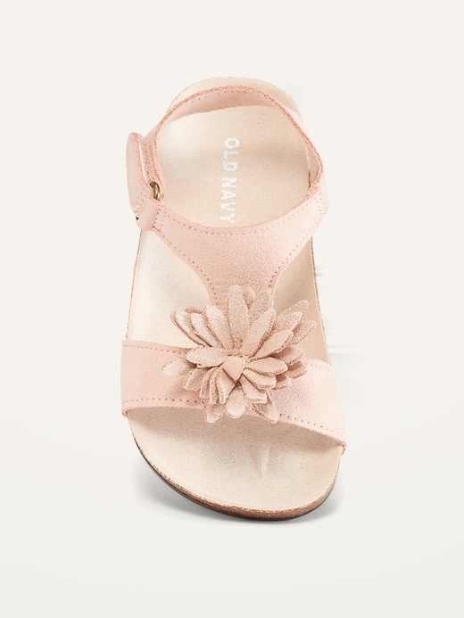 View large product image 2 of 4. Faux-Suede Flower-Accent Sandals for Toddler