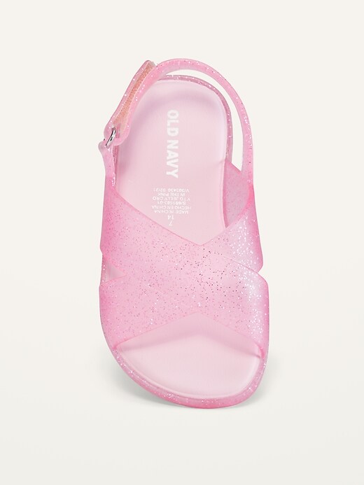 View large product image 2 of 4. Glitter Jelly Cross-Strap Sandals for Toddler Girls