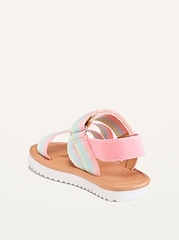 View large product image 3 of 4. Rainbow-Strap Platform Sandals for Toddler Girls