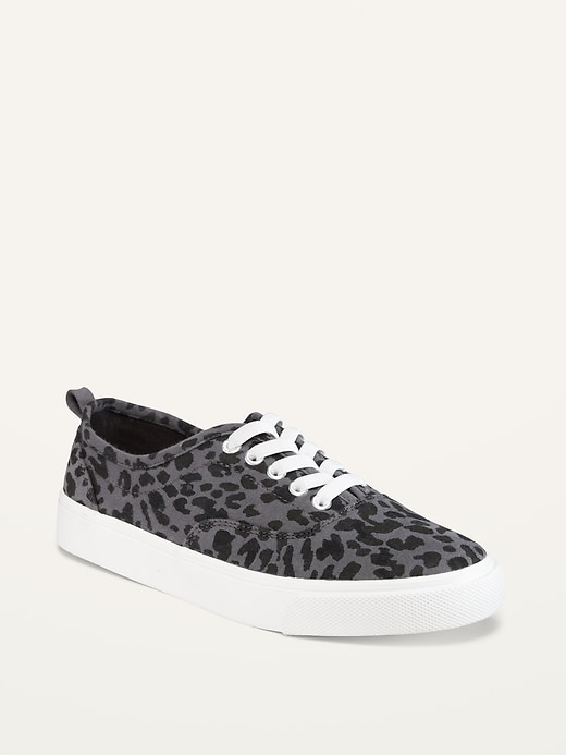 View large product image 1 of 2. Jersey-Knit Leopard-Print Gender-Neutral Elastic-Lace Sneakers For Kids