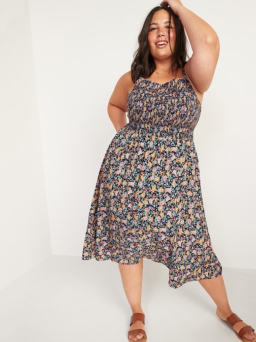 Image number 1 showing, Smocked Fit & Flare Cami Plus-Size Midi Dress