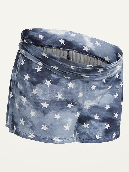 View large product image 2 of 2. Maternity Rollover-Waist Sunday Sleep Americana Shorts -- 4-inch inseam