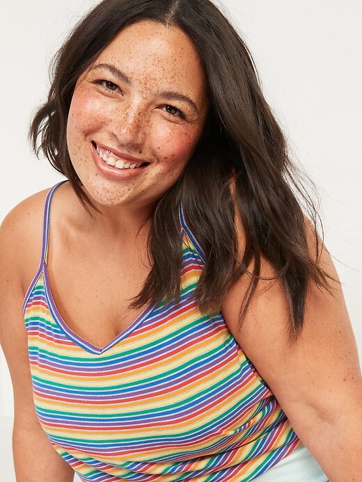 Image number 3 showing, Sunday Sleep Ultra-Soft Pride Striped Cropped Plus-Size Cami