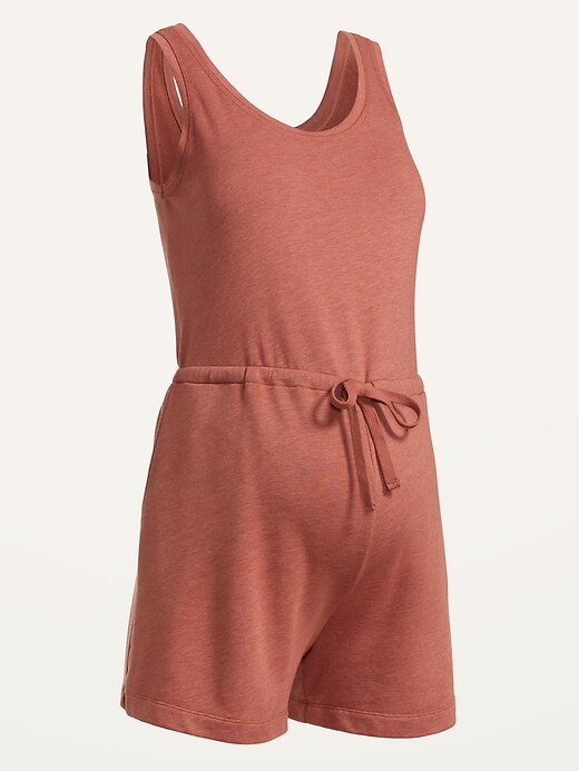 Image number 4 showing, Maternity Sleeveless French-Terry Beach Romper -- 4-inch inseam