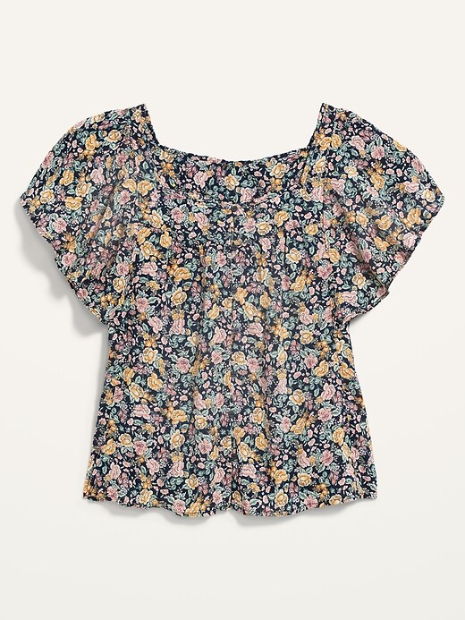 Image number 4 showing, Oversized Floral-Print Square-Neck Top for Women