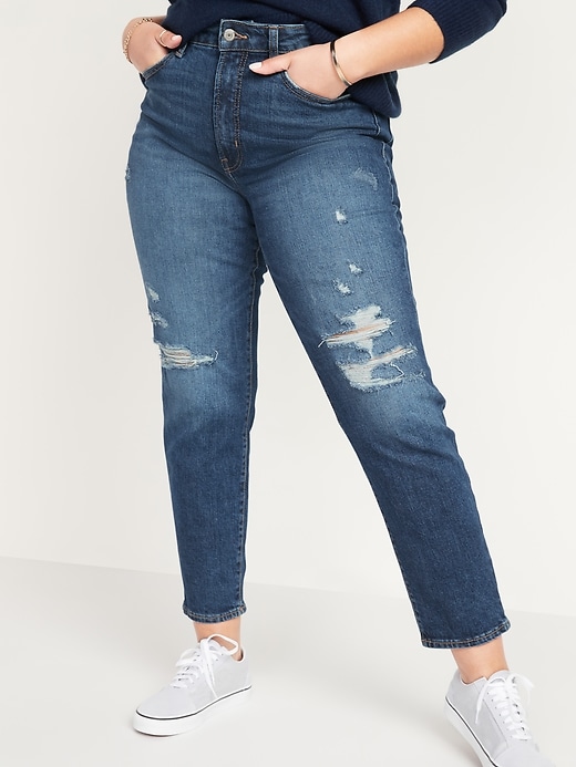 Image number 5 showing, High-Waisted O.G. Straight Ripped Ankle Jeans for Women