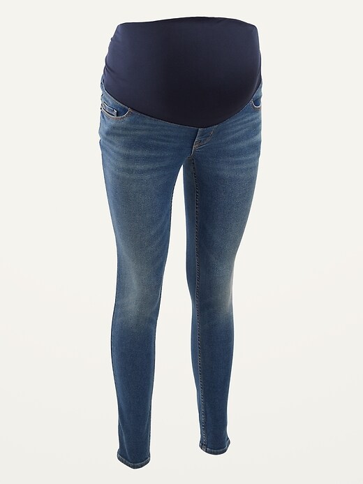 View large product image 1 of 1. Maternity Roll-Over Waist Rockstar 360° Stretch Super Skinny Jeans