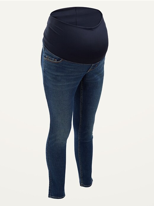 View large product image 1 of 1. Maternity Roll-Over Waist Rockstar 360° Stretch Super Skinny Jeans