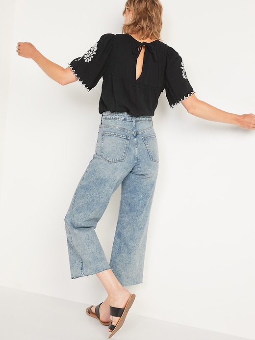 Image number 2 showing, Extra High-Waisted Wide-Leg Raw-Hem Jeans for Women