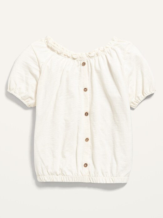 View large product image 1 of 2. Puff-Sleeve Button-Front Slub-Knit Top for Girls