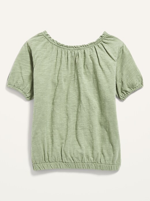 View large product image 2 of 2. Puff-Sleeve Button-Front Slub-Knit Top for Girls