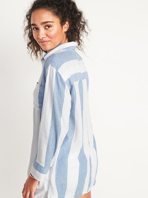 Image number 2 showing, Linen-Blend Popover Tunic Shirt for Women