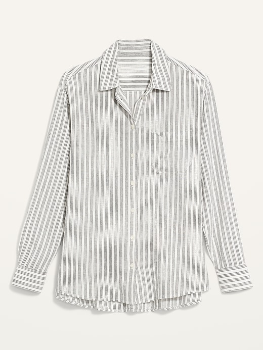 View large product image 2 of 2. Boyfriend Striped Linen-Blend Shirt for Women