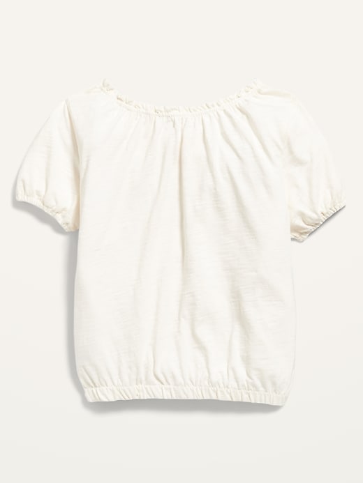 View large product image 2 of 2. Puff-Sleeve Button-Front Slub-Knit Top for Girls