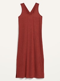 View large product image 3 of 3. Sleeveless Specially-Dyed Cross-Back Linen-Blend Midi Shift Dress