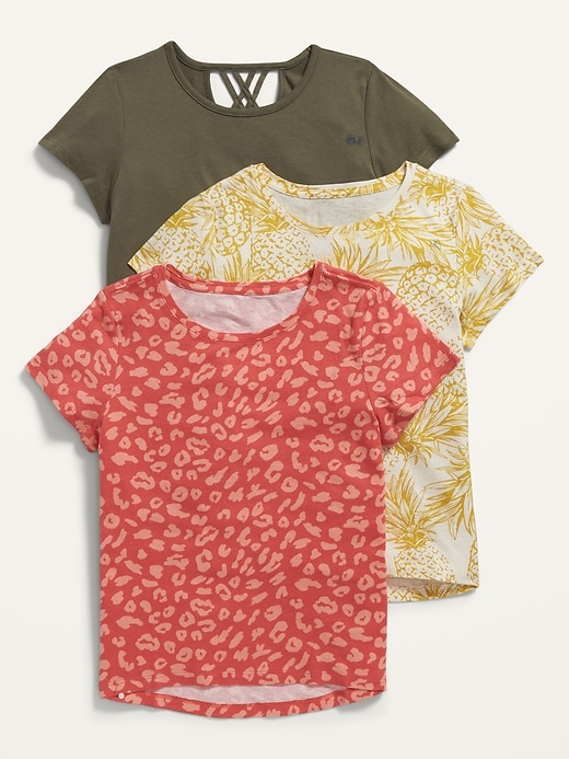 View large product image 1 of 2. Softest Lattice-Back Tee 3-Pack for Girls