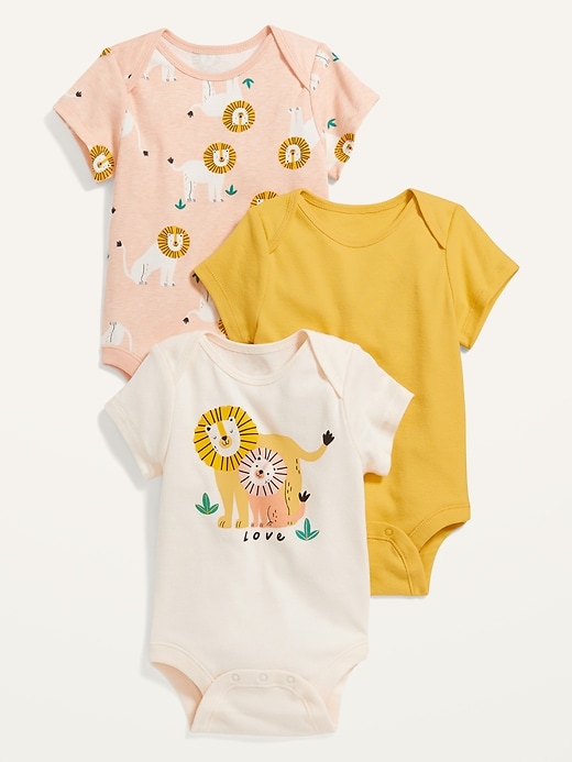 View large product image 1 of 2. Unisex 3-Pack Short-Sleeve Bodysuit for Baby