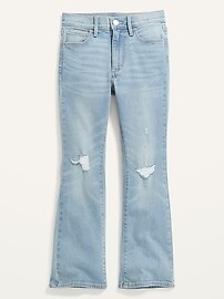 View large product image 3 of 4. Built-In Tough High-Waisted Distressed Flare Jeans for Girls