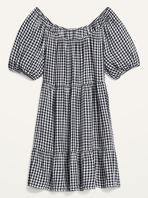 Image number 4 showing, Printed Puff-Sleeve Tiered Swing Dress