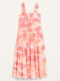 View large product image 3 of 3. Sleeveless Smocked Tie-Dye Midi Swing Dress